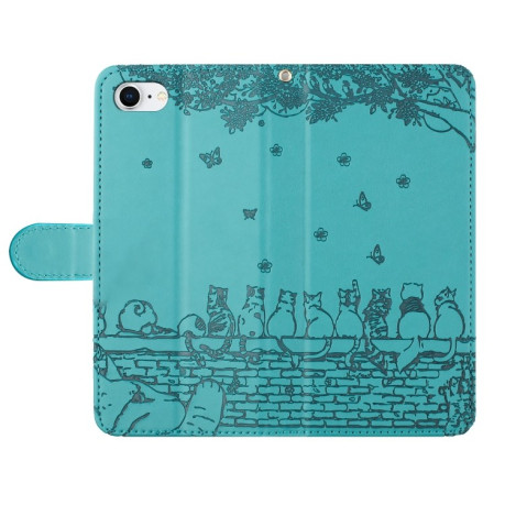 Чохол-книжка Cat Embossing Pattern на iPhone 16e - синій