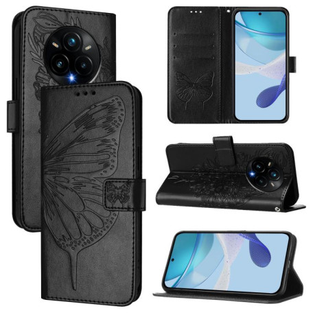 Чохол-книжка Embossed Butterfly для Realme 14 Pro+ - чорний