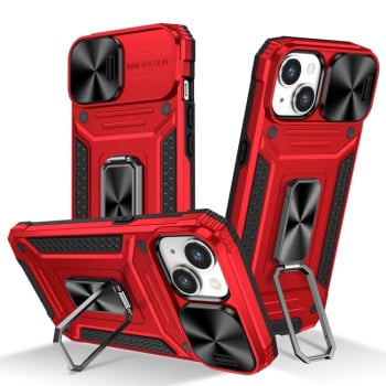 Чохол із шторкою на камеру Sliding Camshield та підставкою на iPhone 15 Plus - червоний