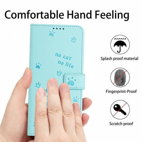 Чехол-книжка Embossed Kitten Phone Leather для Infinix Note 50 4G / 50 Pro 4G - зеленый