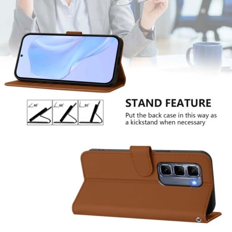 Чехол-книжка Skin Feel Solid Color Leather для Infinix Hot 50 Pro+ - коричневый