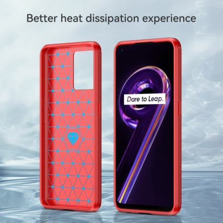 Чохол Brushed Texture Carbon Fiber на Realme 9 Pro Plus - червоний