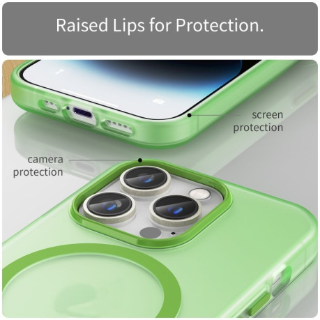 Противоударный чехол MagSafe Frosted Translucent TPU + PC для  iPhone 16 Pro Max - зеленый