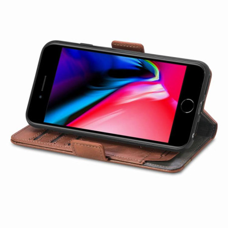 Чохол-книжка CaseNeo Splicing Dual Magnetic Buckle Leather для iPhone 16e - коричневий