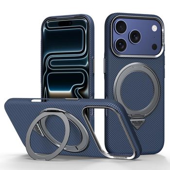 Чохол Sulada Kevlar Grid з поворотним магнітним тримачем на iPhone 18 Pro — синій