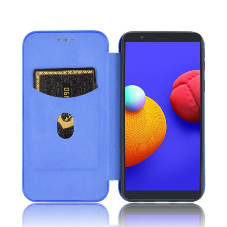 Чехол-книжка Carbon Fiber Texture на Samsung Galaxy A01 Core / M01 Core - синий