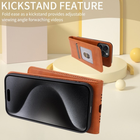 Флип-чехол Vertical Flip Leather Phone Case with Card Slot для Motorola Moto G85 5G / S50 Neo 5G - коричневый