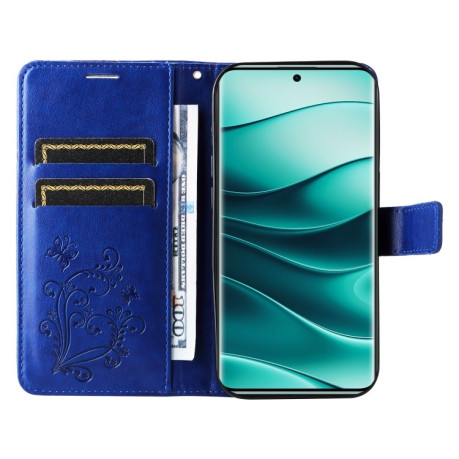 Чохол-книжка Embossed Butterfly для Xiaomi Redmi Note 14 Pro / 14 Pro+ 5G - синій