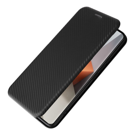 Чехол-книжка Carbon Fiber Texture на For Xiaomi Redmi Note 13 Pro+ - черный
