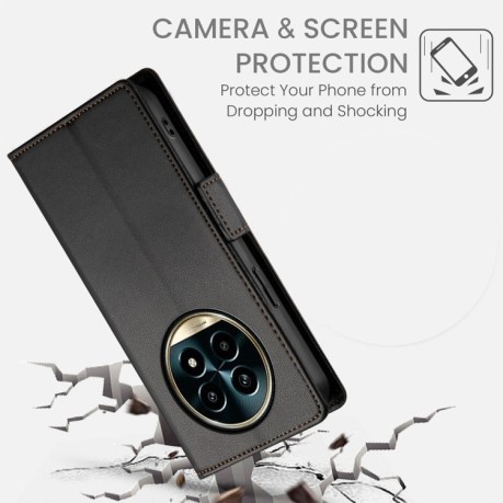 Чехол-книжка Side Buckle Magnetic Frosted Leather для Realme 13 Pro / 13 Pro+ Global - черный