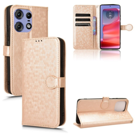Чехол-книжка Honeycomb Dot для Motorola Edge 50 Pro - золотой