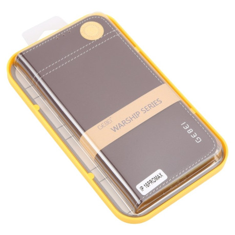 Противоударный чехол GEBEI Top-grain Horizontal Flip Leather для iPhone 16 Pro Max - коричневый