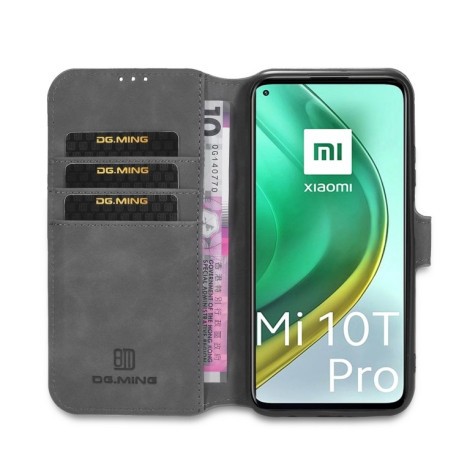 Чехол-книжка DG.MING Retro Oil Side на Xiaomi Mi 10T / 10T Pro - серый