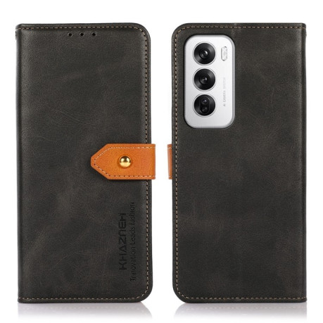 Чехол-книжка KHAZNEH Dual-color Cowhide для OPPO Reno12 5G Global - черный