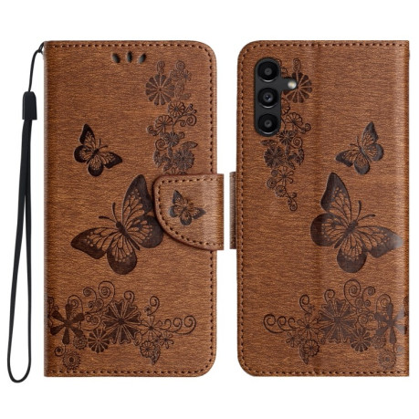 Чохол-книжка Embossed Butterfly  для Samsung Galaxy A36/A56 5G - коричневий