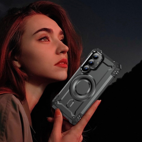 Протиударний чохол MagSafe Lens Holder PC Hybrid TPU  для Samsung Galaxy S25+ 5G - сірий
