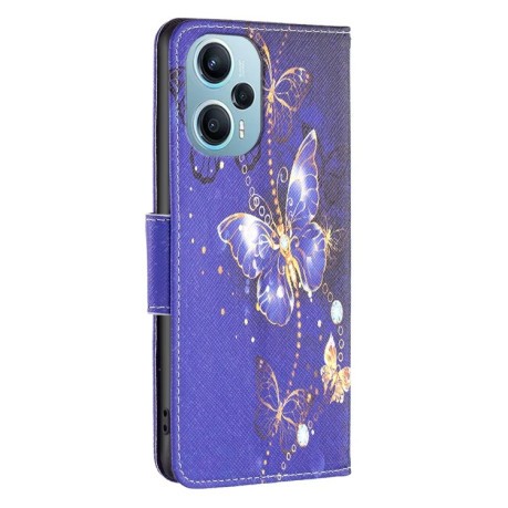 Чехол-книжка Colored Drawing Pattern для Xiaomi Poco F5 5G / Redmi Note 12 Turbo - Purple Butterfly