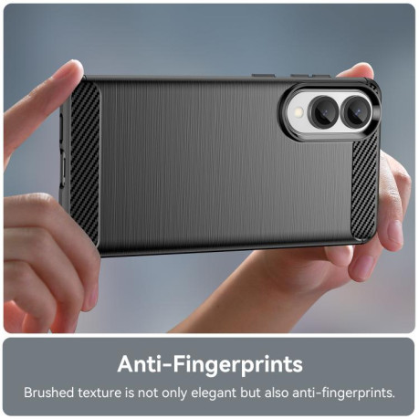 Протиударний чохол Brushed Texture Carbon Fiber для Samsung Galaxy S25 Edge 5G - чорний