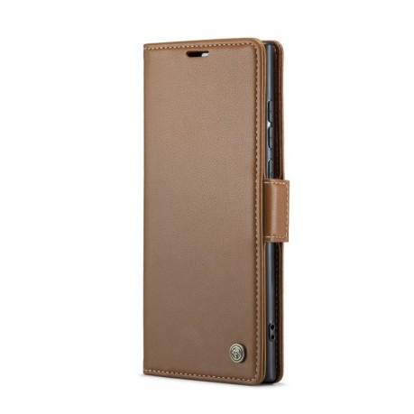 Чехол-книжка CaseMe 023 Butterfly Buckle Litchi Texture RFID Anti-theft Leather для Samsung Galaxy S24 Ultra - коричневый