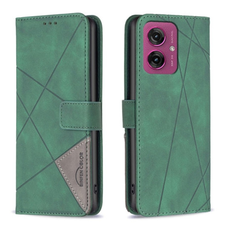 Чехол-книжка Rhombus Texture для Motorola Moto G55 - зеленый