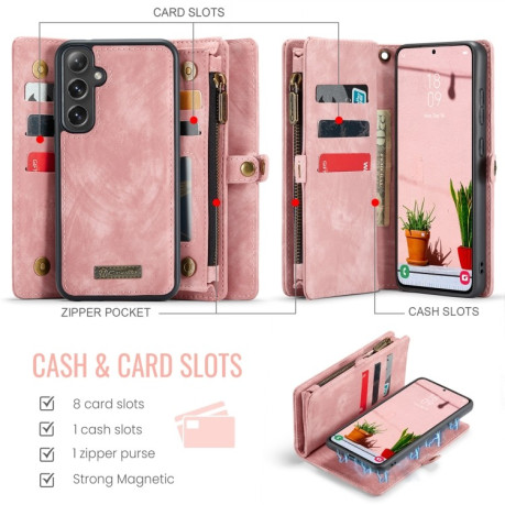 Чехол-кошелек CaseMe 008 Series Zipper Style на Samsung Galaxy S24 FE 5G - розовый