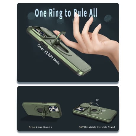 Протиударний чохол Camshield MagSafe Ring Holder Armor для iPhone 15 Pro - темно-зелений