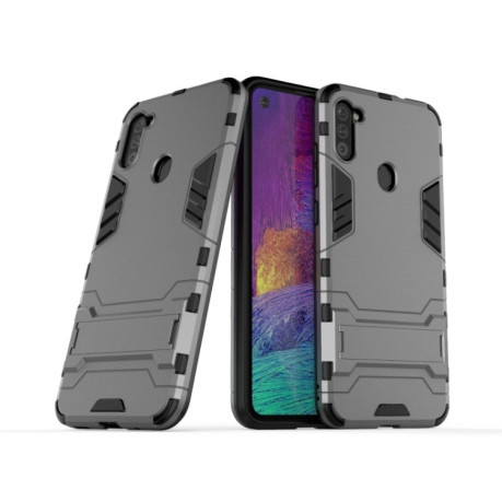 Противоударный чехол Invisible Holder на Samsung Galaxy A11/M11 - серый