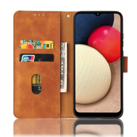 Чехол-книжка Solid Color Skin Feel на Samsung Galaxy A02s - коричневый
