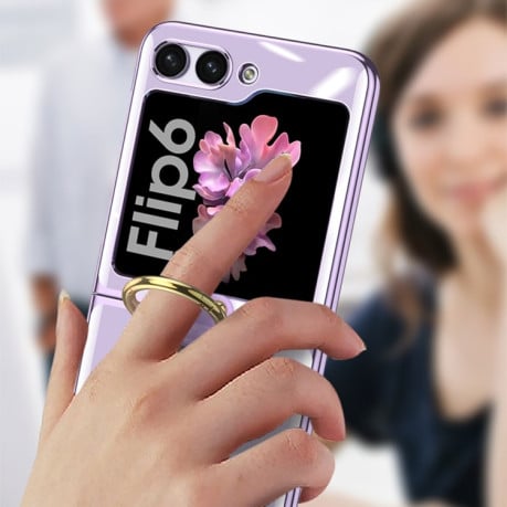 Протиударний чохол GKK Electroplating with Ring для Samsung Galaxy Flip 6 - фіолетовий