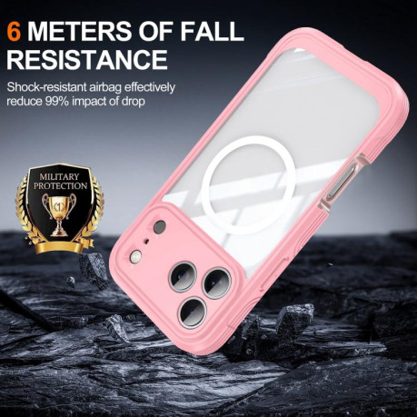 Двосторонний противоударный чехол Life Waterproof MagSafe Magnetic Rugged для iPhone 17 Pro - розовый