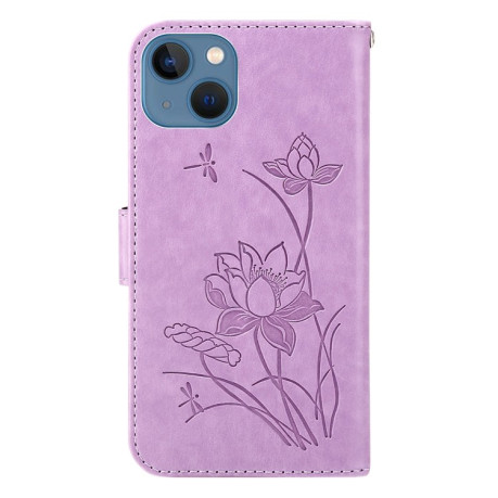 Чехол-книжка Lotus Embossed для iPhone 14 Plus - фиолетовый