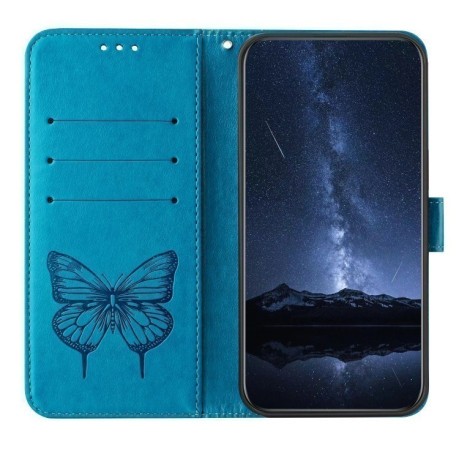 Чехол-книжка Embossed Butterfly для Realme GT7 Pro 5G - синий