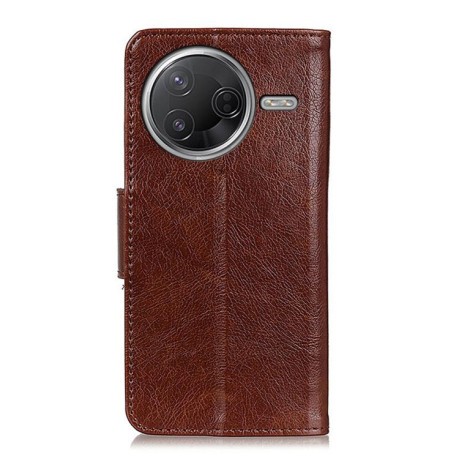 Чехол-книжка Mirren Crazy Horse для Xiaomi Poco F7 Pro / F7 Ultra Global - коричневый