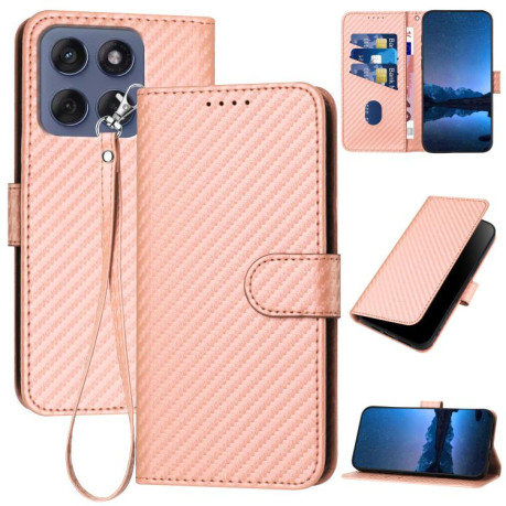 Чехол-книжка Carbon Fiber Texture на Motorola Edge 60 Fusion / Edge 5G 2025 - розовый