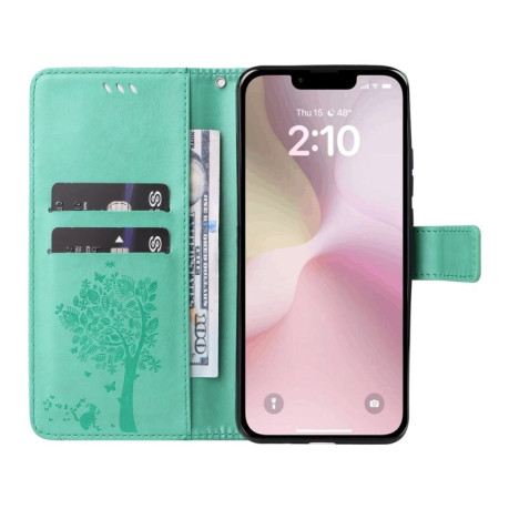 Чохол-книжка Happy Cat Pattern для iPhone 16e - зелений
