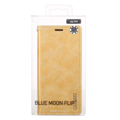 Кожаный чехол-книжка MERCURY GOOSPERY BLUE MOON на Samsung Galaxy S10/G973-золотой