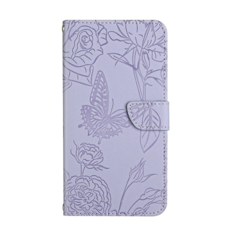 Чехол-книжка Skin Feel Butterfly Embossed для Xiaomi Redmi Note 13 Pro 4G / POCO M6 Pro 4G   - фиолетовый