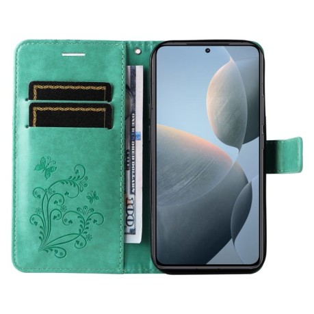 Чохол-книжка Embossed Butterfly для Xiaomi 14T - зелений