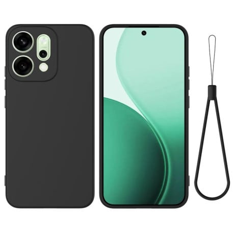 Силиконовый чехол Solid Color Liquid Silicone на OPPO Reno14 5G Global - черный