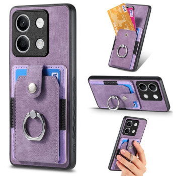 Чехол Retro Skin-feel Ring Card Wallet для Xiaomi Redmi Note 13 5G - фиолетовый