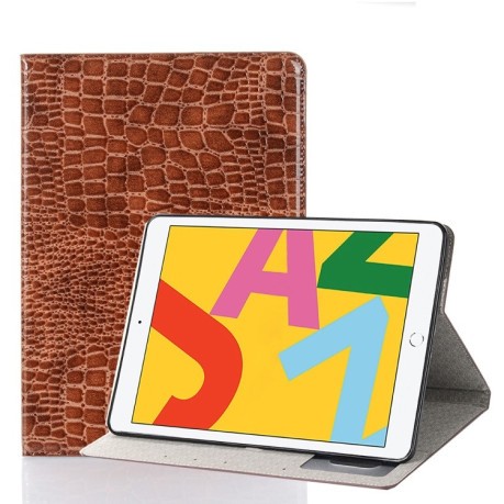 Кожаный Чехол Crocodile Texture коричневый для iPad 9/8/7 10.2 (2019/2020/2021)