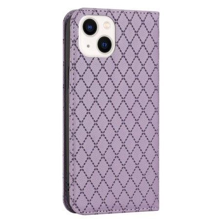 Чохол-книга RFID Diamond Lattice для iPhone 14/13 - фіолетовий