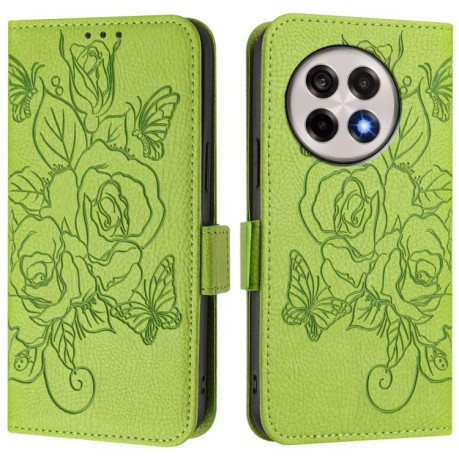 Чехол-книжка Embossed Rose RFID Anti-theft Leather для OnePlus 13R/Ace 5/Ace 5 Pro  - зеленый