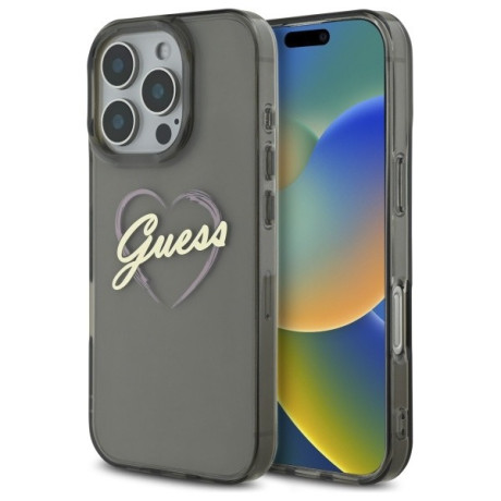 Оригінальний чохол Guess IML Heart для iPhone 16 Pro Max - Black