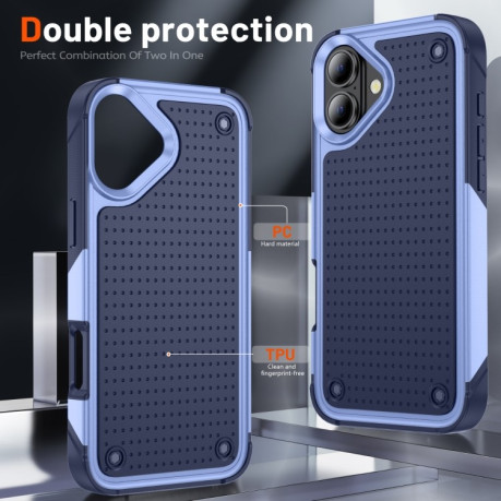 Противоударный чехол PC + TPU Shockproof Protective для  iPhone 16 - Light Purple+Sapphire Blue