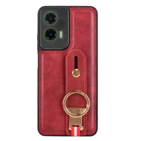 Противоударный чехол Wristband Leather Back для Motorola Moto G35 5G - красный