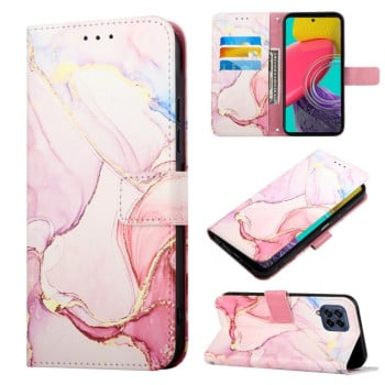 Чехол-книжка PT003 Marble Pattern для Samsung Galaxy M53 5G - розовое золото