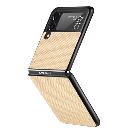 Противоударный чехол Cross Pattern Slim для Samsung Galaxy Z Flip3 5G - желтый