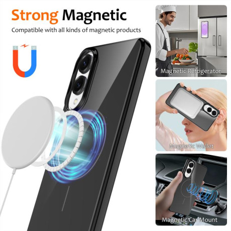 Противоударный чехол Glossy TPU Shockproof MagSafe на Samsung Galaxy S25 Edge 5G - черный