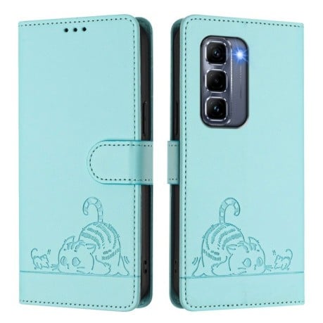 Чохол-книжка Cat Embossing Pattern на Infinix Hot 50 Pro+ 4G - зелений